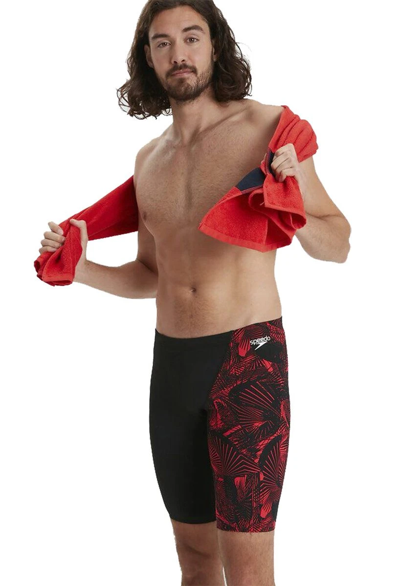 Speedo Allover V-Cut Jammer - Black/ Lava Red 3 Speedo Allover V-Cut Jammer - Black/ Lava Red