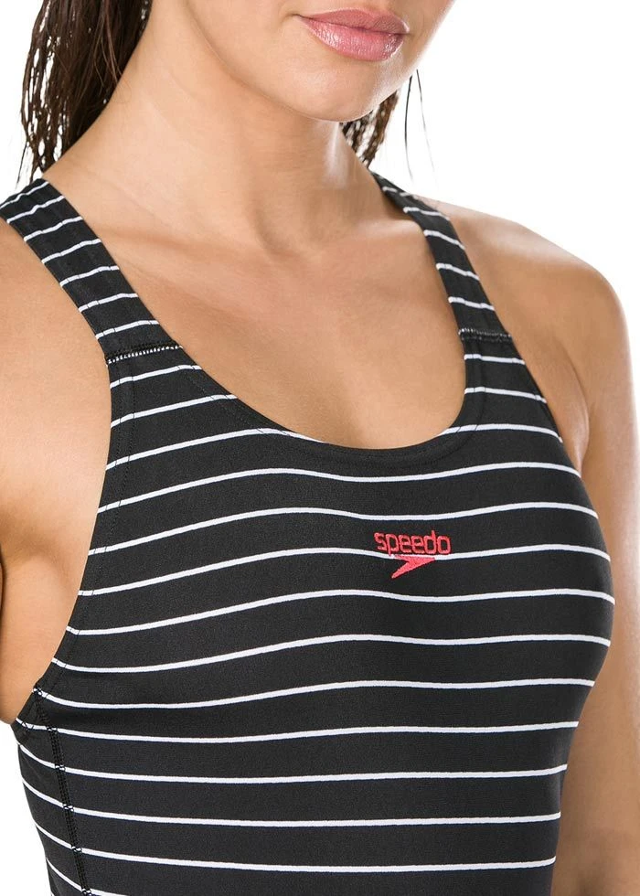 Speedo Endurance+ Printed Medalist Swimsuit - Black / White 8 Speedo Endurance+ Printed Medalist Swimsuit - Black / White - Image 6