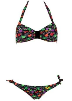 Arena Womens Little Fruit Neckholder Swim Bikini Black -Best Swimming Equipment 87040 50 little fruit neckholder front 1 1