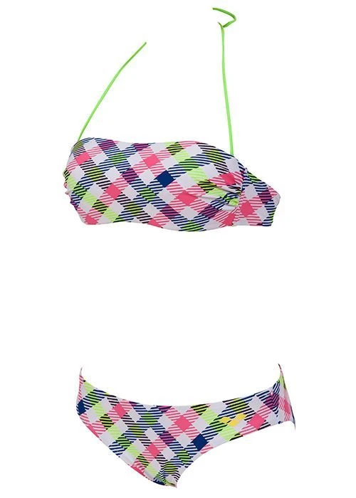 Arena Womens Checks Bandeau Swim Bikini White/Multi-coloured 5 Arena Womens Checks Bandeau Swim Bikini White/Multi-coloured - Image 3