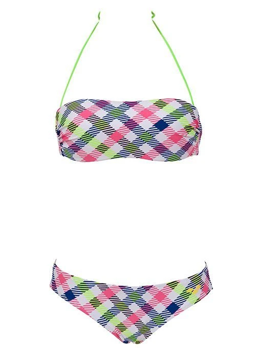 Arena Womens Checks Bandeau Swim Bikini White/Multi-coloured 3 Arena Womens Checks Bandeau Swim Bikini White/Multi-coloured