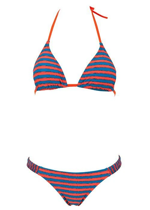 Arena Womens Stripes Triangle Swim Bikini Orange/Turquoise 3 Arena Womens Stripes Triangle Swim Bikini Orange/Turquoise