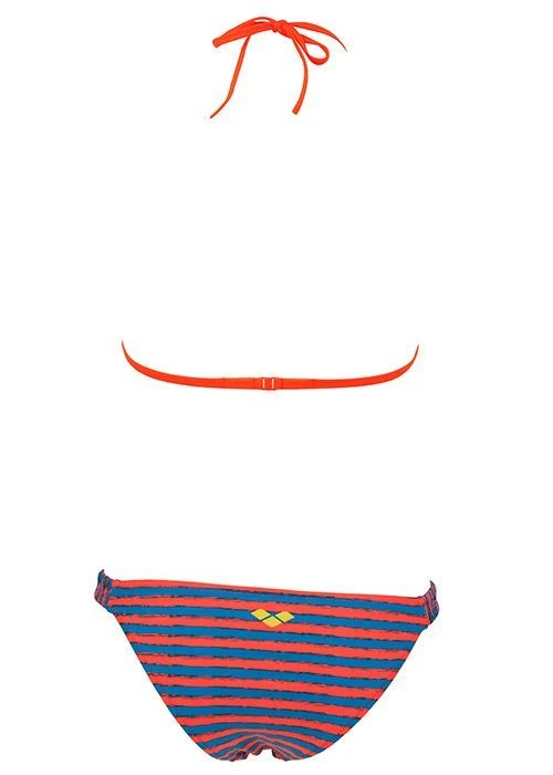Arena Womens Stripes Triangle Swim Bikini Orange/Turquoise 4 Arena Womens Stripes Triangle Swim Bikini Orange/Turquoise - Image 2