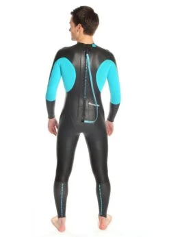 Dare2Tri Mens MACH2 Wetsuit - Black / Blue -Best Swimming Equipment mach2 back model men 1