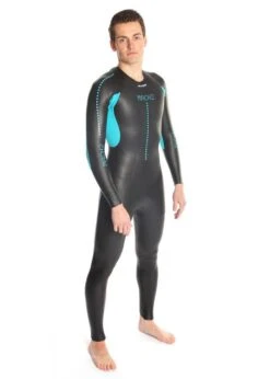 Dare2Tri Mens MACH2 Wetsuit - Black / Blue -Best Swimming Equipment mach2 front model men 1