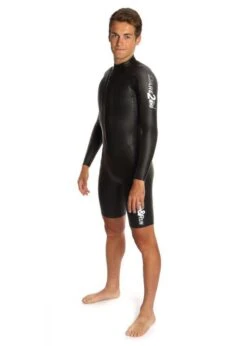 Dare2Tri Mens SwimRun FAST Wetsuit - Black / Silver -Best Swimming Equipment mens swim run fast model front
