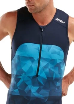 2XU Men's Active Trisuit - Midnight/Blue Terrain -Best Swimming Equipment mt5540d mdn btn 02