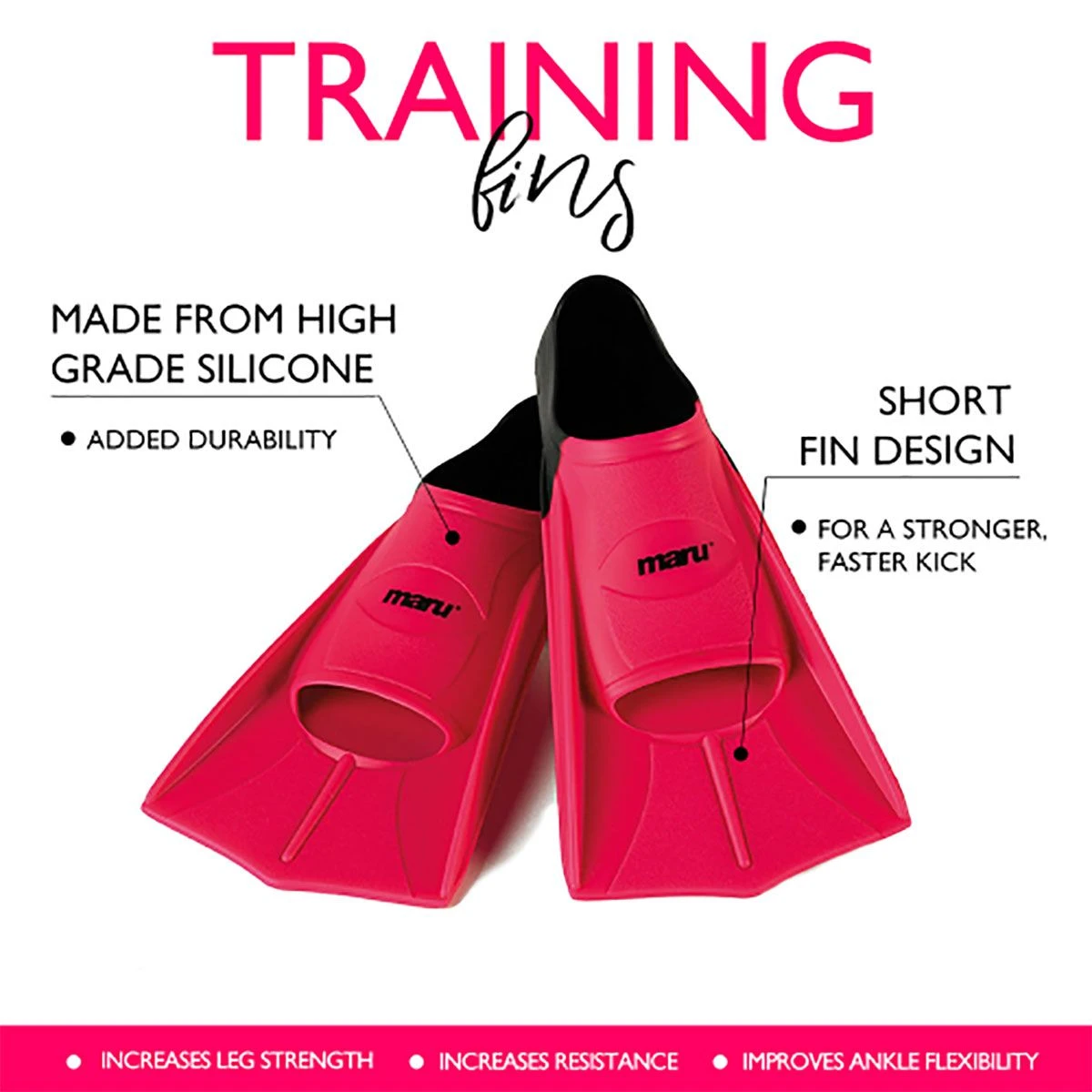 Maru Training Aid Fins - Neon Pink/Black 6 Maru Training Aid Fins - Neon Pink/Black - Image 4