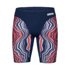 Arena Marble Print Jammer - Navy/Red/Multi -Best Swimming Equipment tumbnail 017b8c5e 1666 40a1 ad85 d96370bcb067