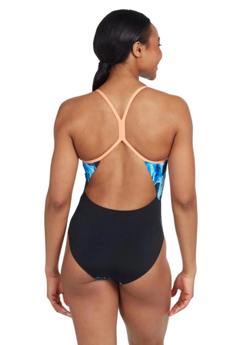 Zoggs Sprintback Swimsuit - Ocean Smoke Print 4 Zoggs Sprintback Swimsuit - Ocean Smoke Print - Image 2