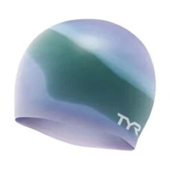 TYR Tie Dye Silicone Junior Cap - Purple/ Green