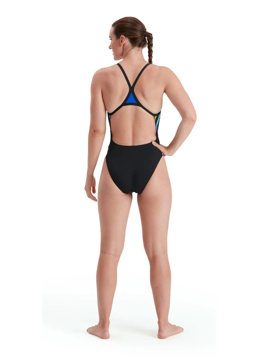 Speedo Placement Digi Turnback Swimsuit - Blue/ Black/ Adriatic 5 Speedo Placement Digi Turnback Swimsuit - Blue/ Black/ Adriatic - Image 3