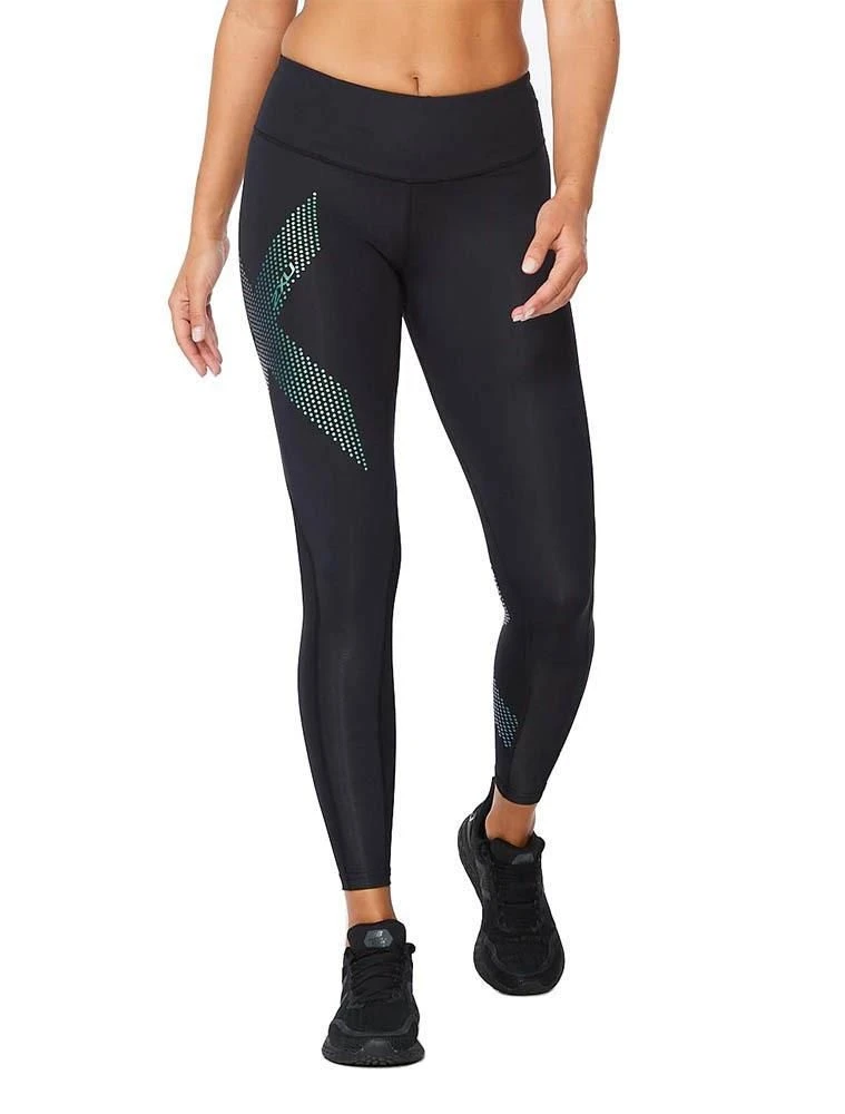 2XU Women's Motion Mid-Rise Compression Tights - Black / Cloud Blue 5 2XU Women's Motion Mid-Rise Compression Tights - Black / Cloud Blue - Image 3