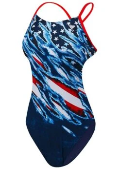 TYR Live Free Cutoutfit USA Swimsuit - Red / White / Blue