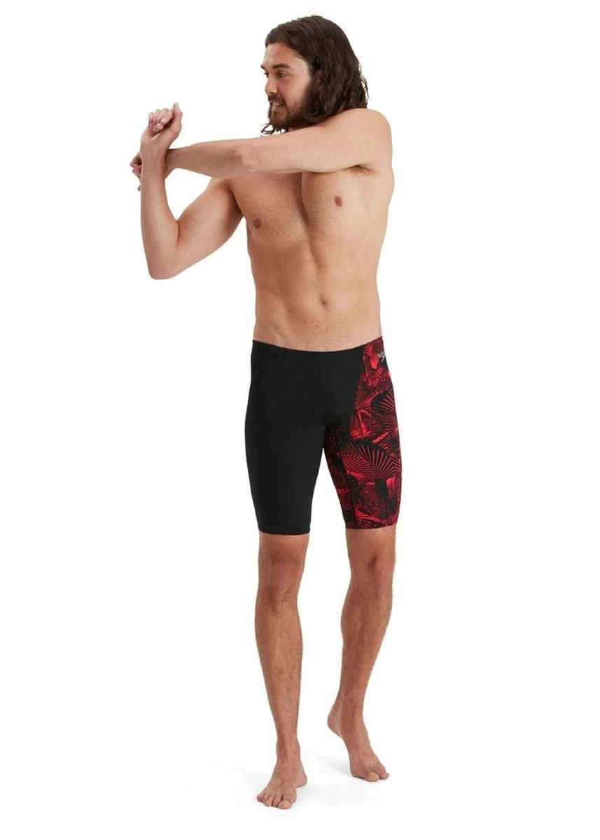 Speedo Allover V-Cut Jammer - Black/ Lava Red 4 Speedo Allover V-Cut Jammer - Black/ Lava Red - Image 2
