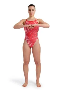 Arena Marbled Challenge Back Swimsuit - Red/Multi -Best Swimming Equipment tumbnail 4b86443f a262 4c03 a499 31ca522891a0