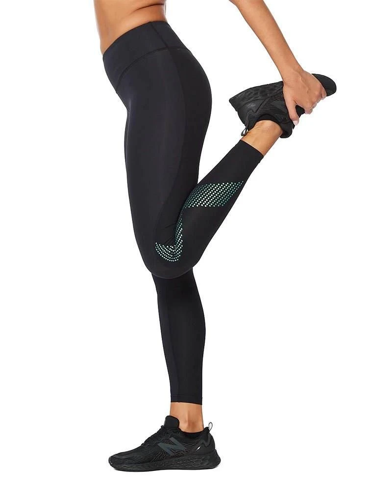 2XU Women's Motion Mid-Rise Compression Tights - Black / Cloud Blue 4 2XU Women's Motion Mid-Rise Compression Tights - Black / Cloud Blue - Image 2