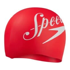 Speedo Logo Placement Silicone Cap - Speedo Red/ White