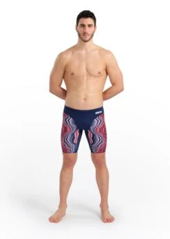 Arena Marble Print Jammer - Navy/Red/Multi