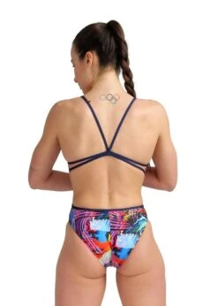 Arena Lace Back Allover Swimsuit - Navy/Multi