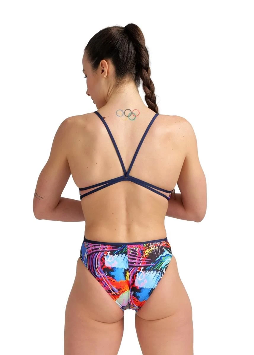 Arena Lace Back Allover Swimsuit - Navy/Multi 3 Arena Lace Back Allover Swimsuit - Navy/Multi