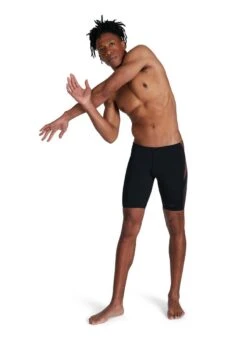 Speedo Tech Panel Jammer - Black/ Papaya Punch/ USA Charcoal