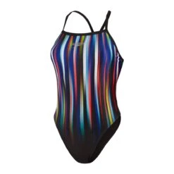 Speedo Placement Digi Turnback Swimsuit - Blue/ Black/ Adriatic