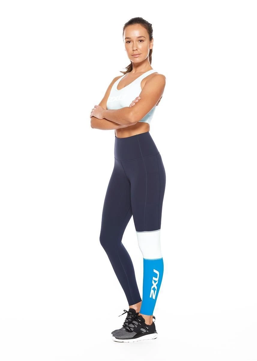 2XU Women's Form Block Hi-Rise Compression Tights - Midnight/ White 5 2XU Women's Form Block Hi-Rise Compression Tights - Midnight/ White - Image 3