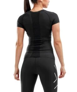 2XU Women's Compression Short Sleeve Top - Black -Best Swimming Equipment wa2269a blk blk 02