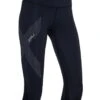 2XU Women's Mid-Rise Compression 3/4 Tights - Black/ Dotted Reflective Logo -Best Swimming Equipment wa2865b blk drf 1
