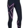2XU Women's Compression Tights - Black / Pink -Best Swimming Equipment wa4173b blk flp front