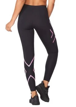 2XU Women's Compression Tights - Black / Pink -Best Swimming Equipment wa4173b blk flp 18 600x