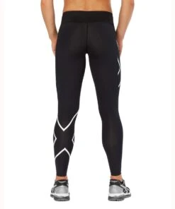 2XU Women's Bonded Mid-Rise Tights - Black/Galaxy White 9 2XU Women's Bonded Mid-Rise Tights - Black/Galaxy White -Best Swimming Equipment wa4880b blk gxw 04 1