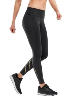 2XU Women's MCS X Training Mid Rise Tights - Black/Gold -Best Swimming Equipment wa5367b blk gld 02
