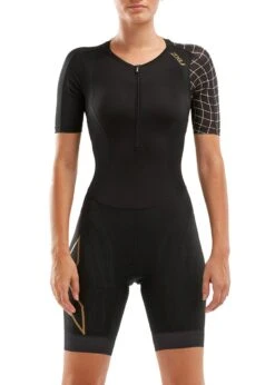 2XU Women's Compression Sleeved Trisuit - Black/Gold