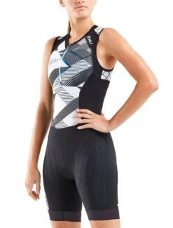 2XU Women's Compression Tri Singlet - Black/Chroma -Best Swimming Equipment wt5522d blk chr side 1