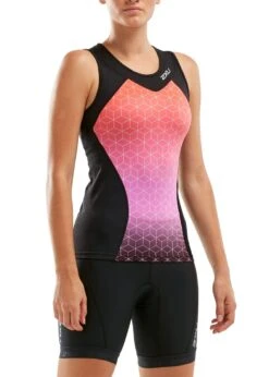 2XU Women's Active Tri Singlet - Black/Sunset Ombre 8 2XU Women's Active Tri Singlet - Black/Sunset Ombre -Best Swimming Equipment wt5547a blk sto 02