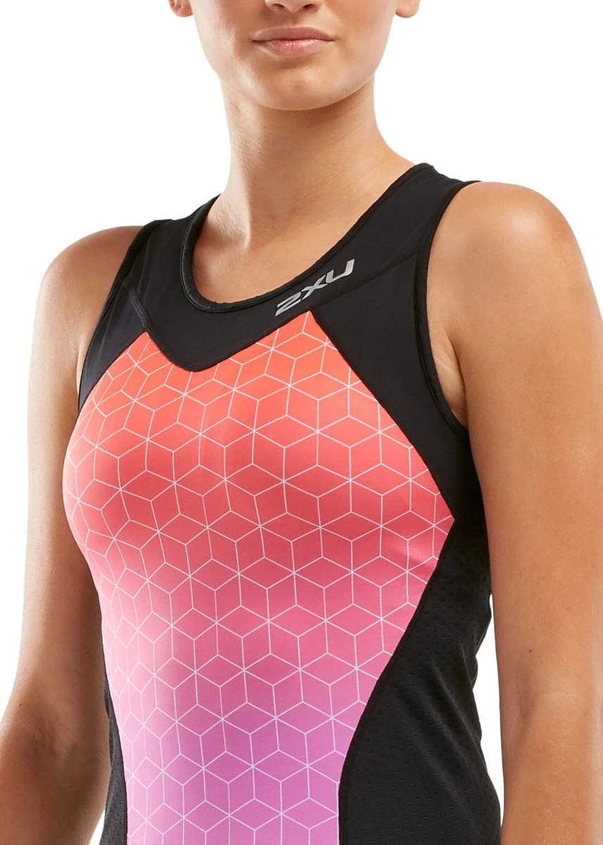 2XU Women's Active Tri Singlet - Black/Sunset Ombre 6 2XU Women's Active Tri Singlet - Black/Sunset Ombre - Image 4