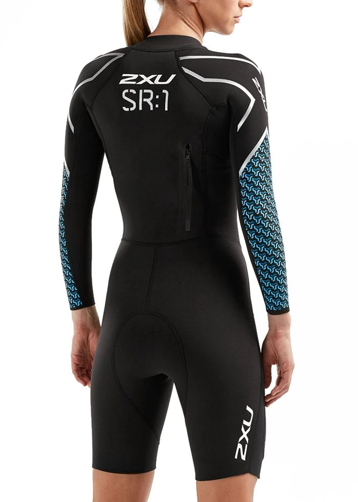 2XU Women's Pro-Swim Run SR1 Wetsuit - Black / Aquarius Teal Print 4 2XU Women's Pro-Swim Run SR1 Wetsuit - Black / Aquarius Teal Print - Image 2