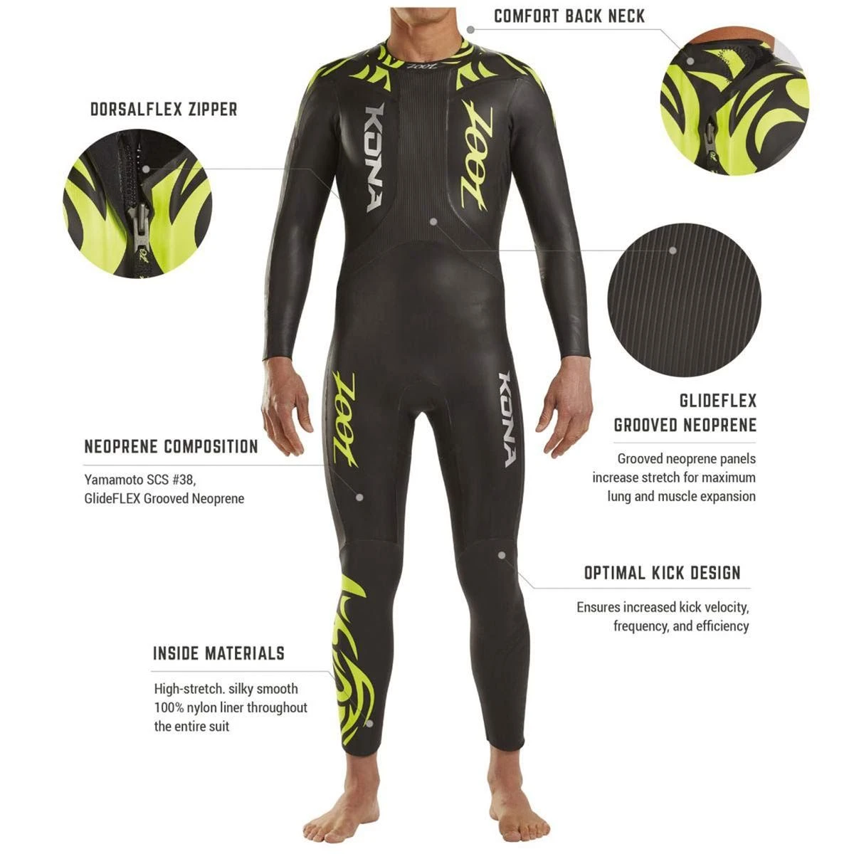 Zoot Suit Men's Kona Tri Wetsuit - Yellow / Black 5 Zoot Suit Men's Kona Tri Wetsuit - Yellow / Black - Image 3