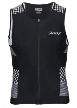 Zoot Suit Men's Performance Tri Full Zip Tank - Silver Checkers